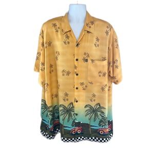 Men's 2XB Pineapple Connection Hawaiian Shirt Woody Wagon  Palm Trees